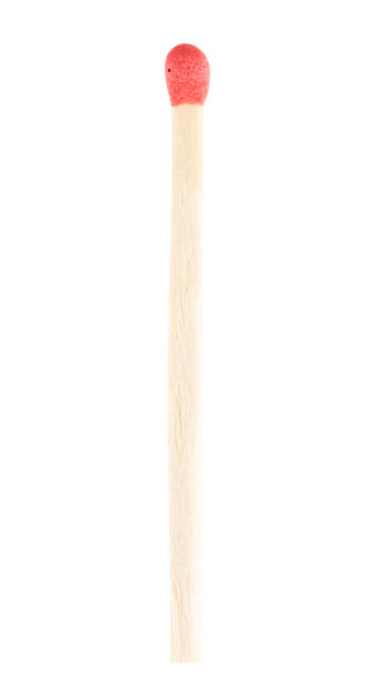 istock Single wooden match stick on white background. 864591276