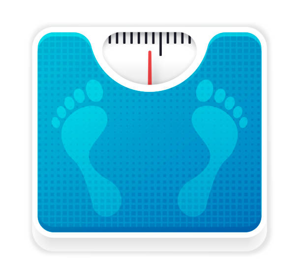 Weight Scale Weight scale with footprints. weighing in stock illustrations