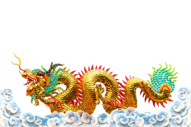 istock Colorful Chinese dragon statue. 864593020
