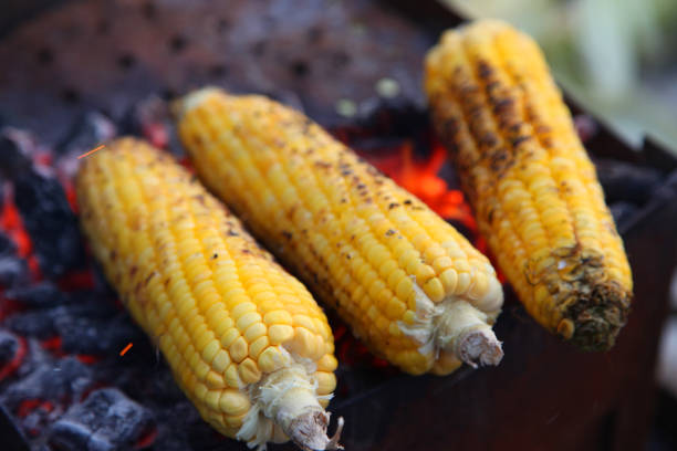 istock Fresh roasted or grilled corncobs. Grilled Corn for sale on the street. 864599068
