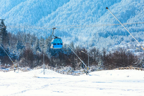 istock Bansko cable car cabin and snow peaks, Bulgaria 864644160