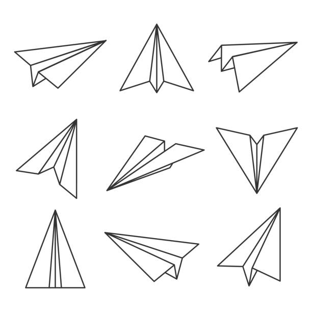 kontur płaszczyzny papieru - simplicity paper airplane airplane journey stock illustrations
