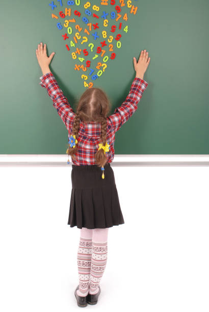 istock Girl and green school board 864648668