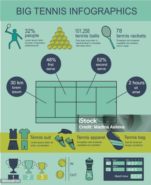 Big Tennis Infographics Concept Vector Illustration Eps10 Stock Illustration - Download Image Now