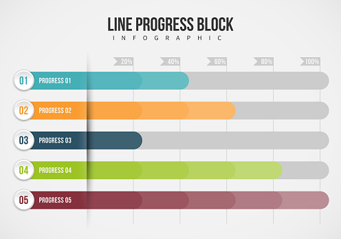 Vector illustration of line progress block infographic design element.