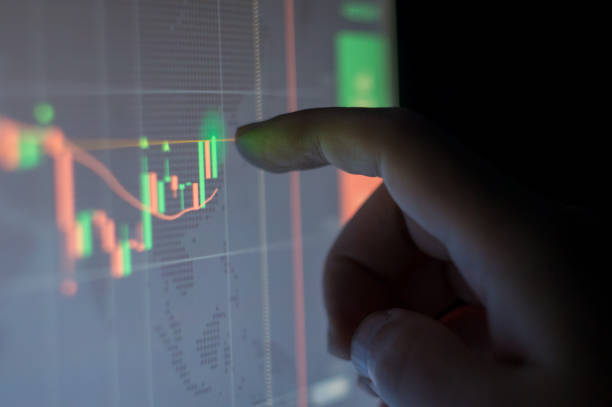 istock market trade background graph with red and green candles start growing 864660362