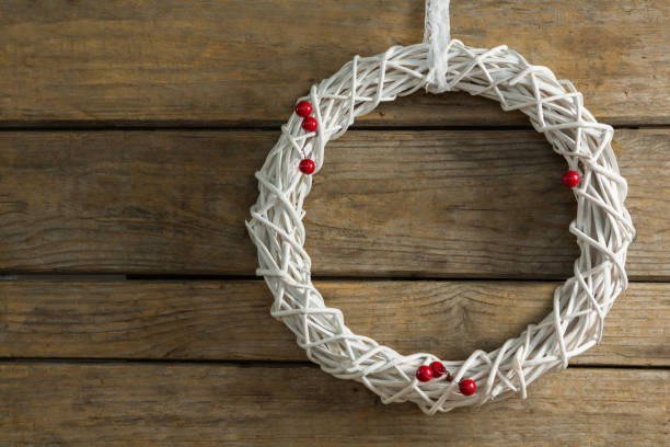 istock Overhead view of white Christmas wreath 864668498