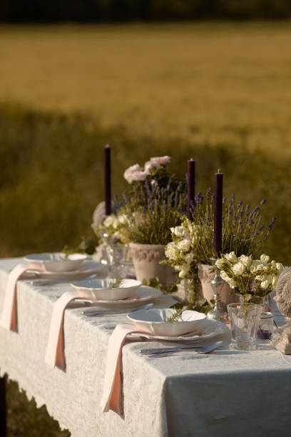 istock Summery table in golden field 864679806