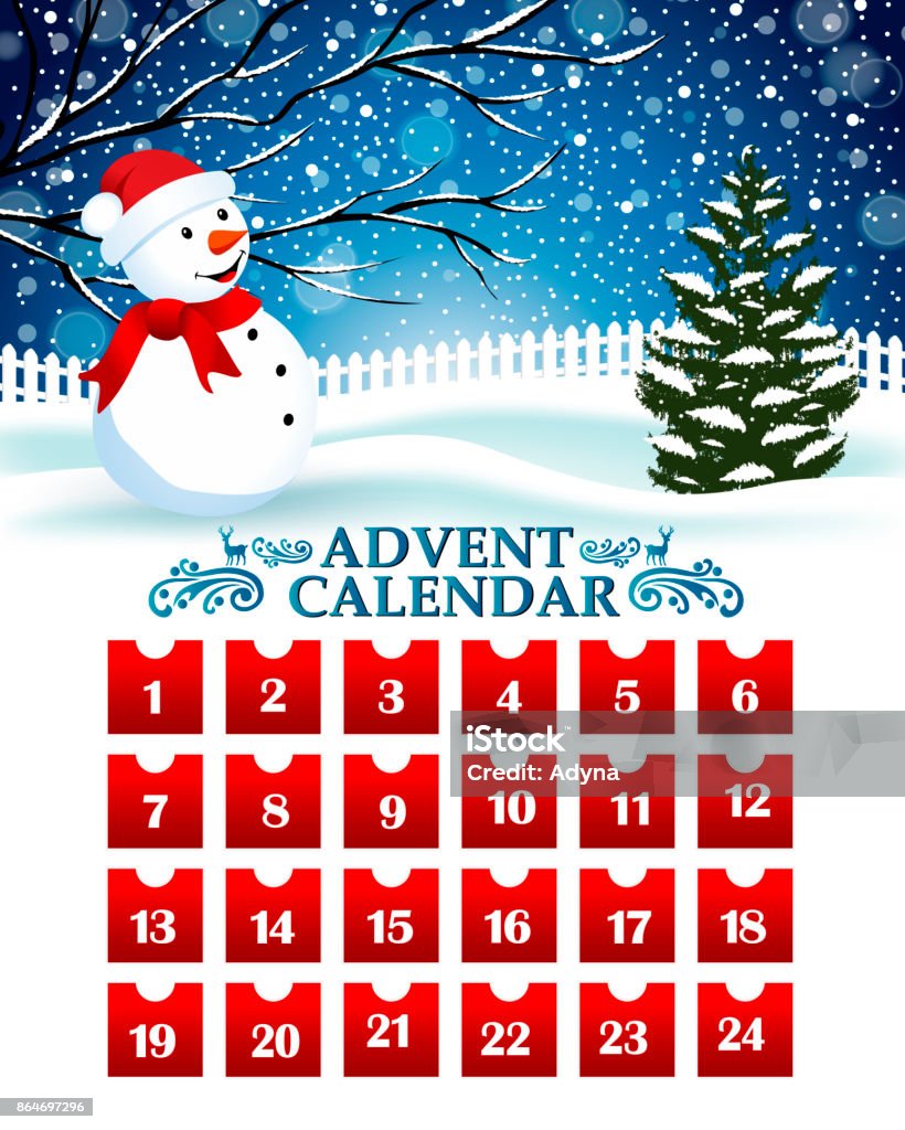 Countdown to Christmas Day Advent Calendar Advent Calendar stock vector