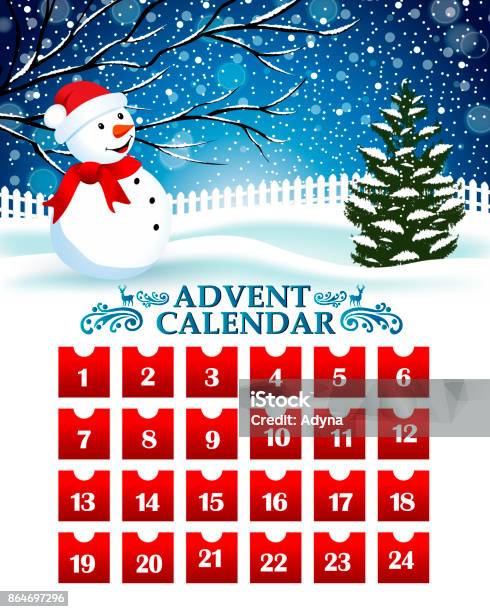 Countdown To Christmas Day Stock Illustration - Download Image Now - Advent Calendar, Advent, Calendar