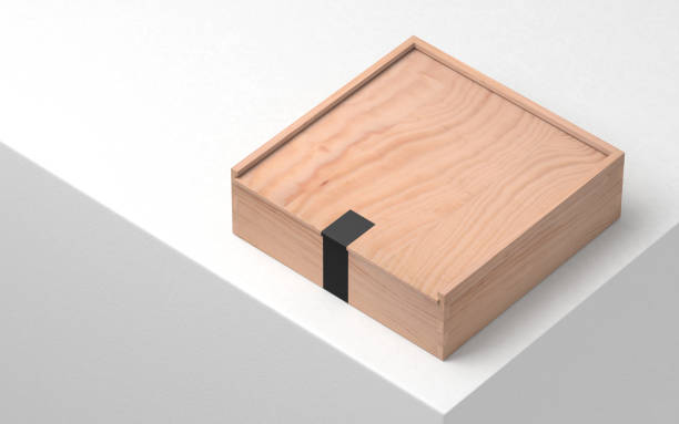 istock Opened square wooden box mockup, casket packaging 864704612