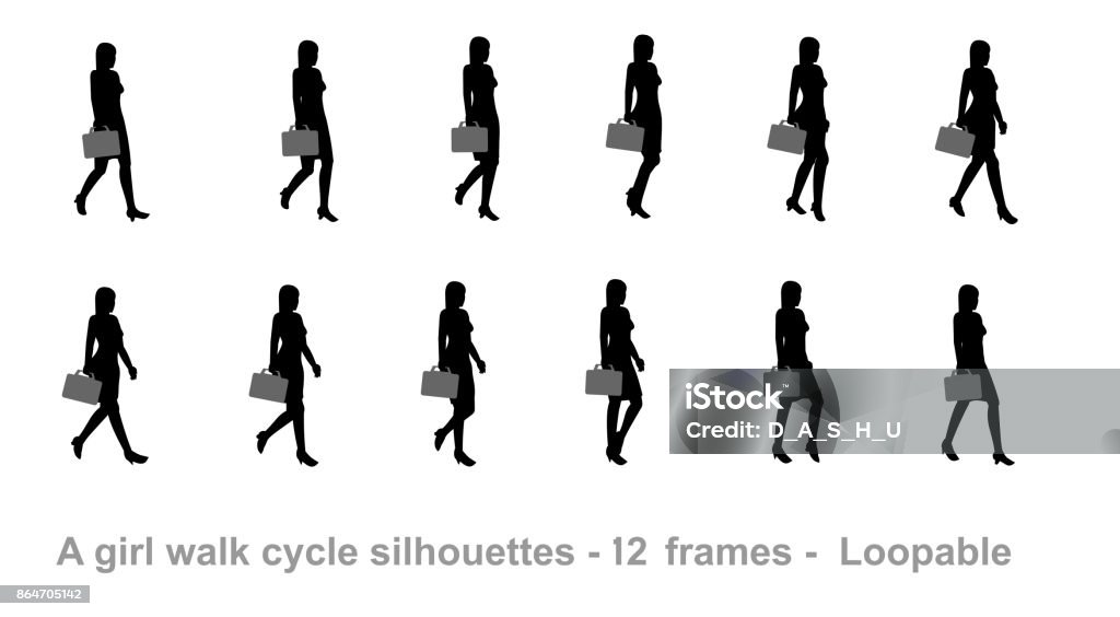 Business Woman Walk Cycle Stock Illustration - Download Image Now - Walking,  Cycle - Vehicle, Multiple Image - iStock