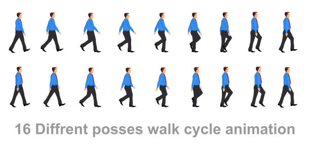 Business man walk cycle vector art illustration