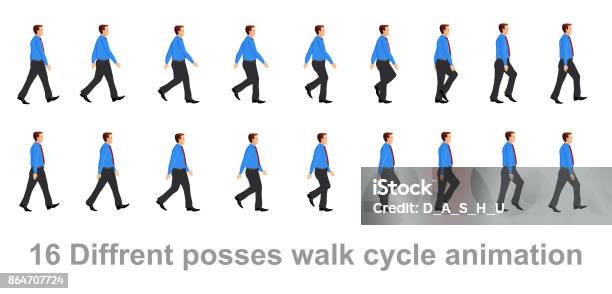 Business Man Walk Cycle Stock Illustration - Download Image Now - Walking,  Cycle - Vehicle, Cartoon - iStock