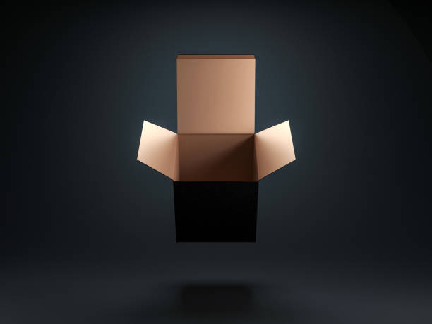 istock Opened square Black box gold color inside 864707756