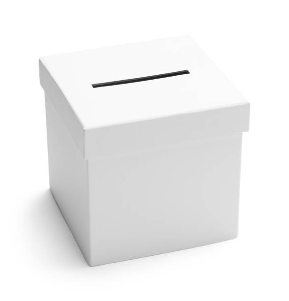 Ballot Box White White Card Board Voting Box Isolated on White Background. ballot box photos stock pictures, royalty-free photos & images