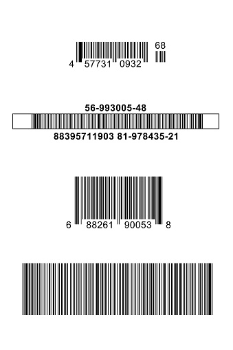 Four Different Bar Codes Isolated on White Background.