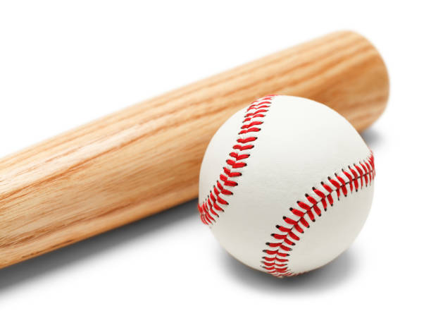 baseball et bat - baseball baseballs ball isolated photos et images de collection