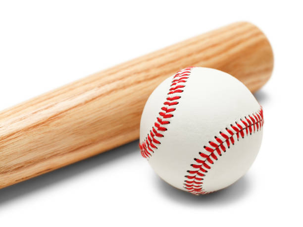baseball and bat - baseball isolated imagens e fotografias de stock