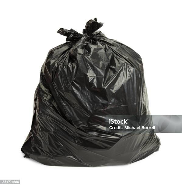 Black Trash Bag Stock Photo - Download Image Now - Garbage Bag, Garbage, Black Color