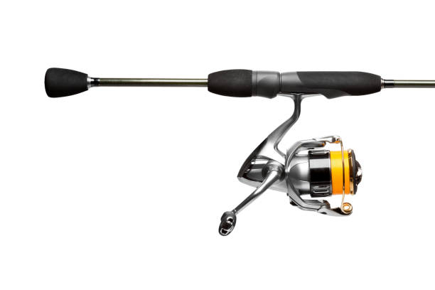 istock Spinning rod close up isolated on white background 864720746