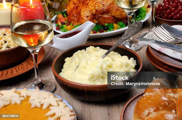 Mashed Potatoes Stock Photo - Download Image Now - Mashed Potatoes, Thanksgiving - Holiday, Autumn