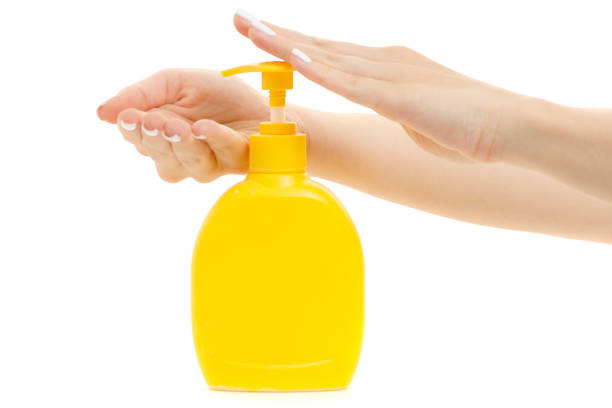 istock Female hands with a dispenser 864729398