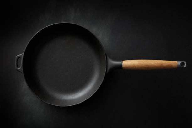 Kitchen Utensils: Frying Pan Still Life Kitchen Utensils: Frying Pan Still Life cooking pan overhead stock pictures, royalty-free photos & images