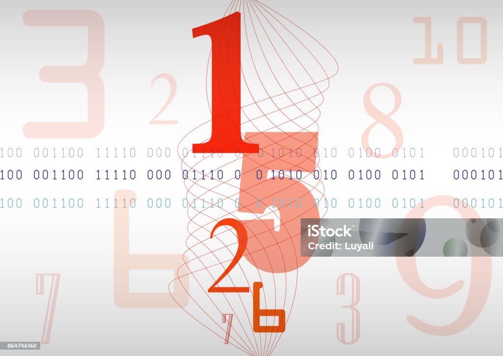 Red Numbers Code Wall Red Background With Numbers Code And Spiral Lines Stock Illustration ...