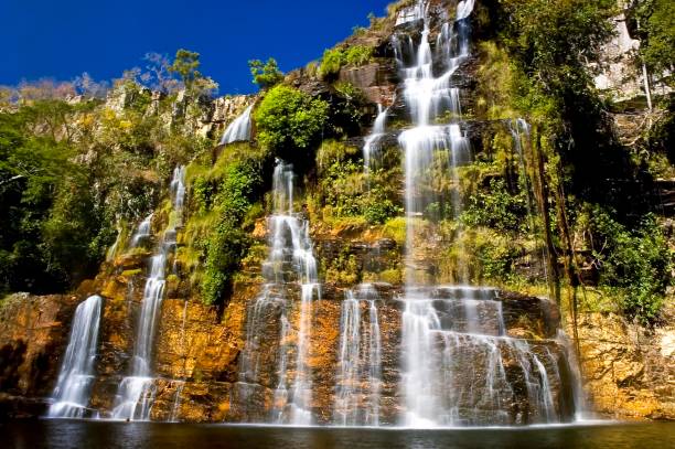 Cerrado Waterfall Waterfall near Chapada dos Veadeiros reserve in west-central Brazil goias photos stock pictures, royalty-free photos & images