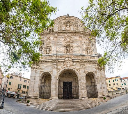 Facade view of San Nicola Cathedral (Duomo) in Sassari, Sardinia, Italy