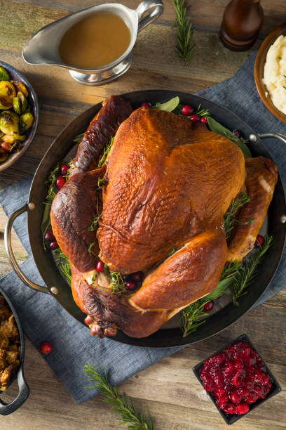 istock Organic Homemade Smoked Turkey Dinner for Thanksgiving 864766072