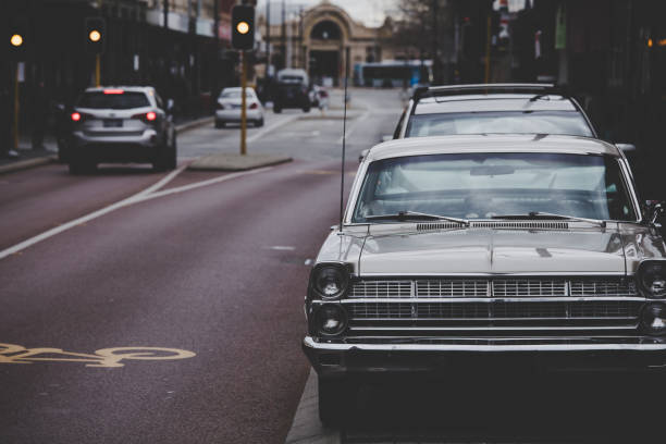 istock Retro cars and townscape 864831606