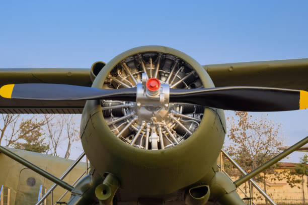 istock The propeller and engine of old airplane 864838554
