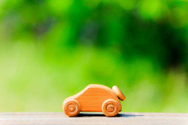 Toy car and green blur background