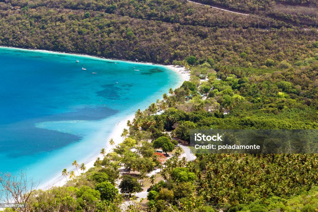 Magens Bay, Saint Thomas, US Virgin Islands Amazing beach at Magens Bay in Saint Thomas. This beach is considered one of the top ten beaches in the world. SOme time ago was hit by a hurricane with mass destruction power. Beach Stock Photo