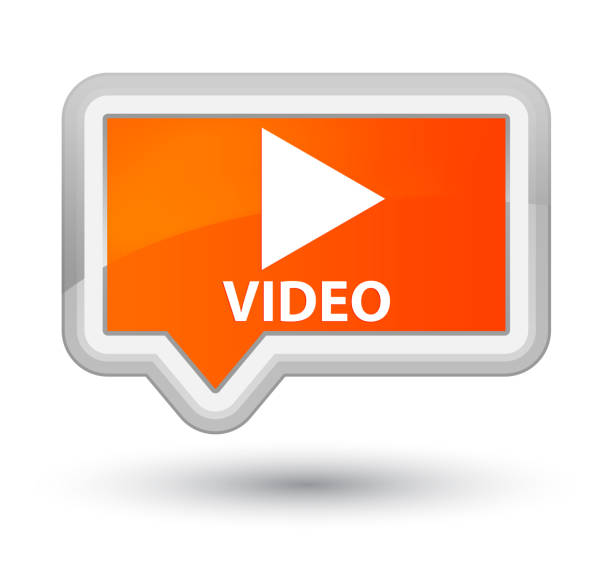 視頻主要橙色旗幟按鈕 - prime video 幅插畫檔、美工圖案、卡通及圖標