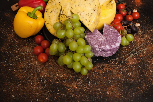 Cheese assortment. Healthy rustic food
