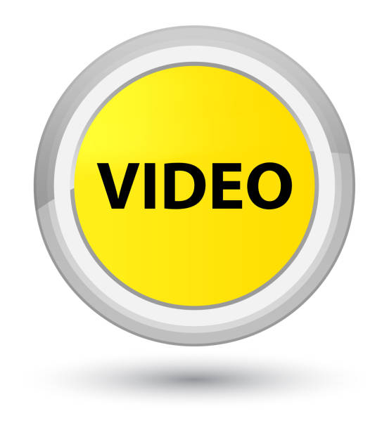 비디오 주요 노란색 라운드 버튼 - prime video stock illustrations