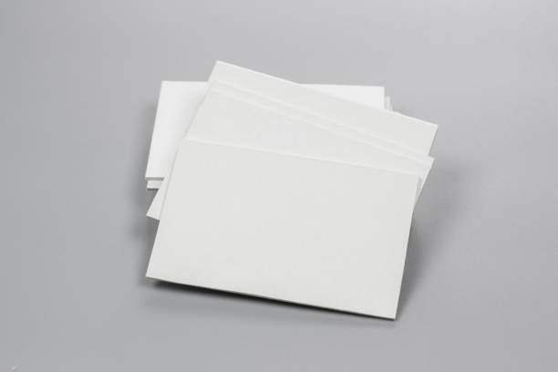 istock Blank portraits. changeable background / white paper isolated on gray. identity design, corporate templates, company style, set of booklets, blank white folding paper flyer 864885368