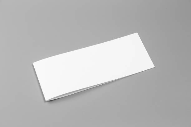 istock Blank portraits. changeable background / white paper isolated on gray. identity design, corporate templates, company style, set of booklets, blank white folding paper flyer 864886138