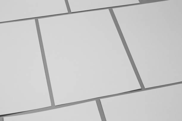 istock Blank portraits. changeable background / white paper isolated on gray. identity design, corporate templates, company style, set of booklets, blank white folding paper flyer 864892982