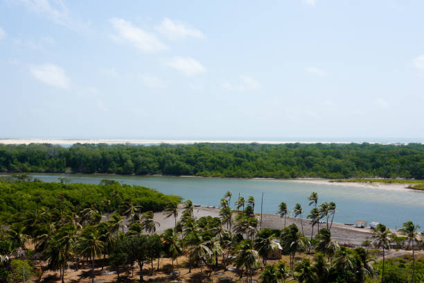 istock Preguica River view lighthouse, aerial view. 864893416