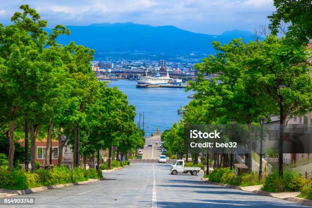 Hachimanzaka Slope At Hokkaido Hakodate Japan Stock Photo - Download Image Now - Hakodate, Asia, Cityscape