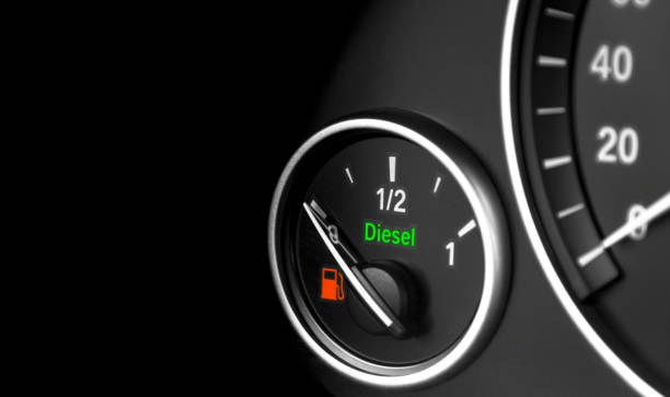istock close up of a modern car interior dashboard details. Fuel level. Diesel engine 864908566