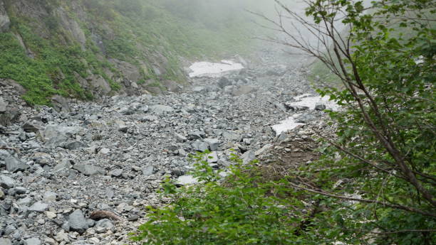 istock Yarigatake mountaineering. Remaining snow in Minamisawa's September 864911458