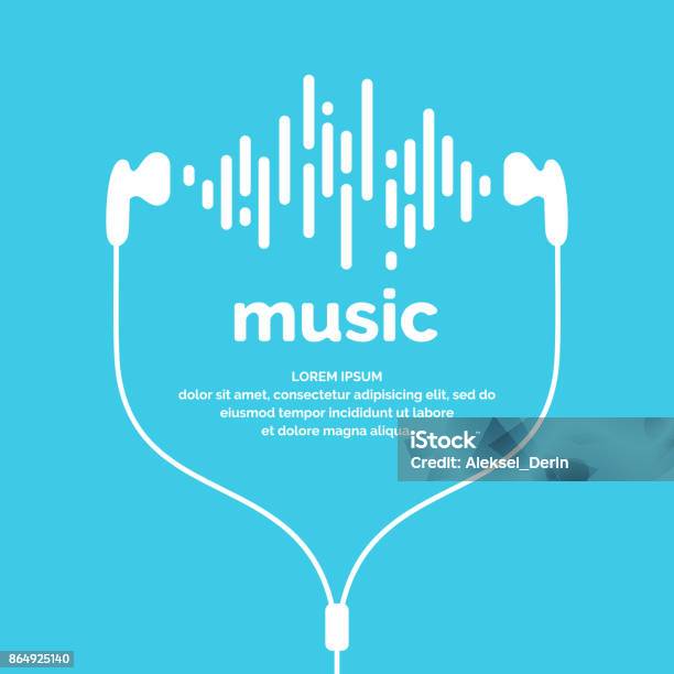 The Image Of The Sound Wave Stock Illustration - Download Image Now - Music, Headphones, Noise