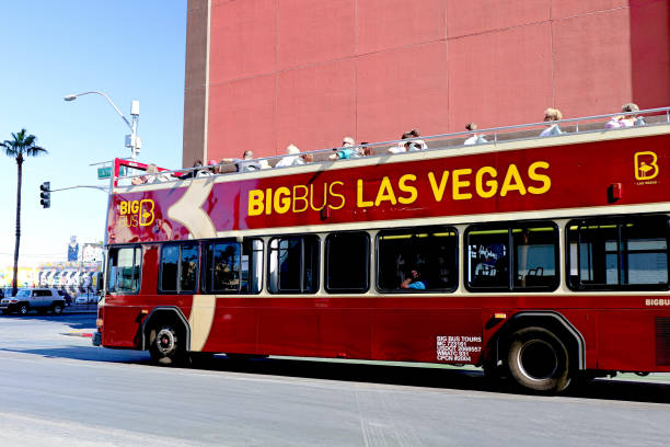 LAS VEGAS, NEVADA - OCT 10, 2017: Big Bus Las Vegas Hop-On Hop-Off on Las Vegas Strip in Las Vegas