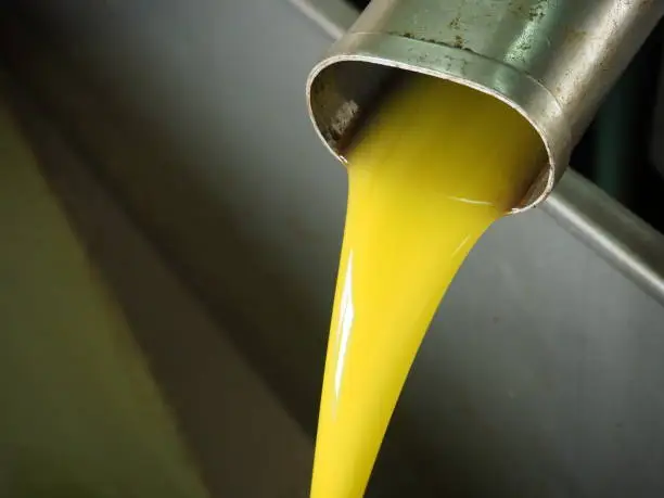 Jenin, Palestine - October, 2017: Native olive oil ready to be filled in tanks in a local olive oil mill in Jenin.