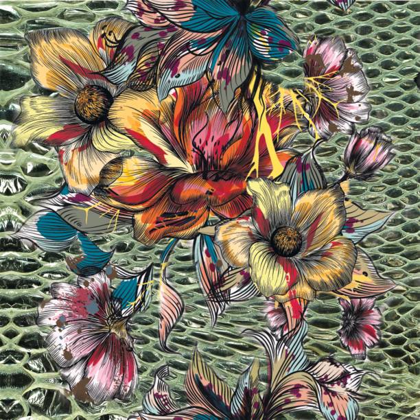 Beautiful seamless pattern with colorful hand drawn flowers